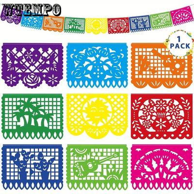 2pcs Day of The Dead Party Decorations 1pc Fiesta Banner with 9 Mexican Theme Party Flag Banner Day of The Dead Hanging Decor Home Party Supplies