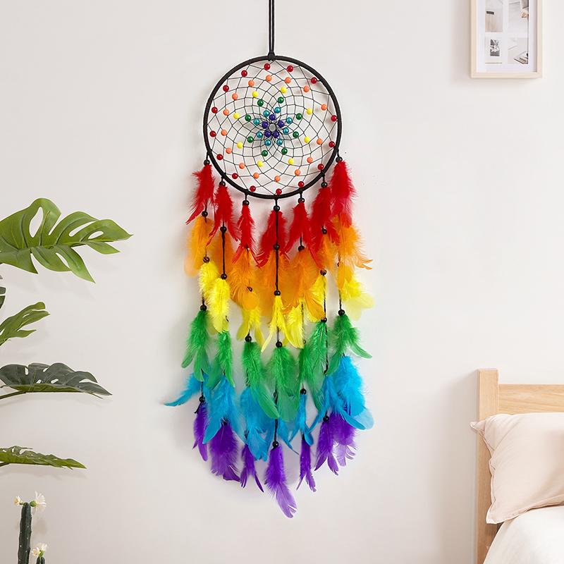 Dream Catcher Pena Colorida Sinos de Vento Artesanais Criativos Sala de Estar Quarto Enfeites Pendurados Pingente de Parede Decorações para Casa