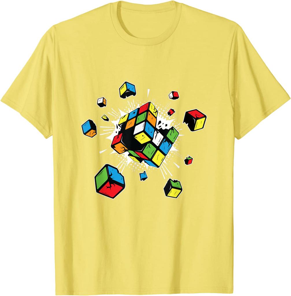 Exploding rubix rubiks rubics cube present gift for kids T-Shirt Fitness Tight Tshirts Classic Tops & Tees Cotton Men Casual