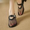Fashion Mesh Mary Jane Single Shoe Women's Summer New Round Head Line with Hollow Mesh High-heeled Sandals