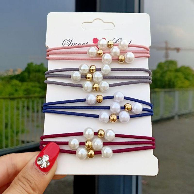 Pearl Hair Tie: Three-Layer Nine-Bead Headwear Accessory