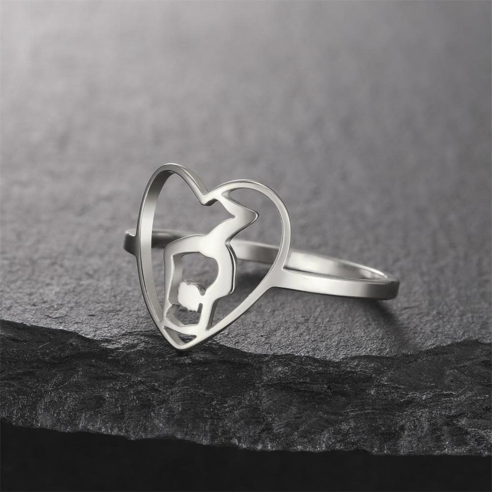 My Shape Gymnastics Girl Rings for Women Stainless Steel Artistic Gymnast Sports Ballerina Dancing Girls Finger Rings Jewelry