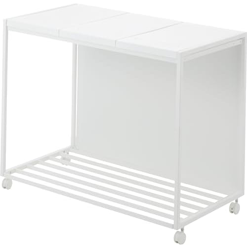 Yamazaki Tower 1822, 45L, 3-compartment, Lidded, Privacy-protected Trash Cart with Handle and Casters, White, W76 X D44 X H60cm (including Casters), T