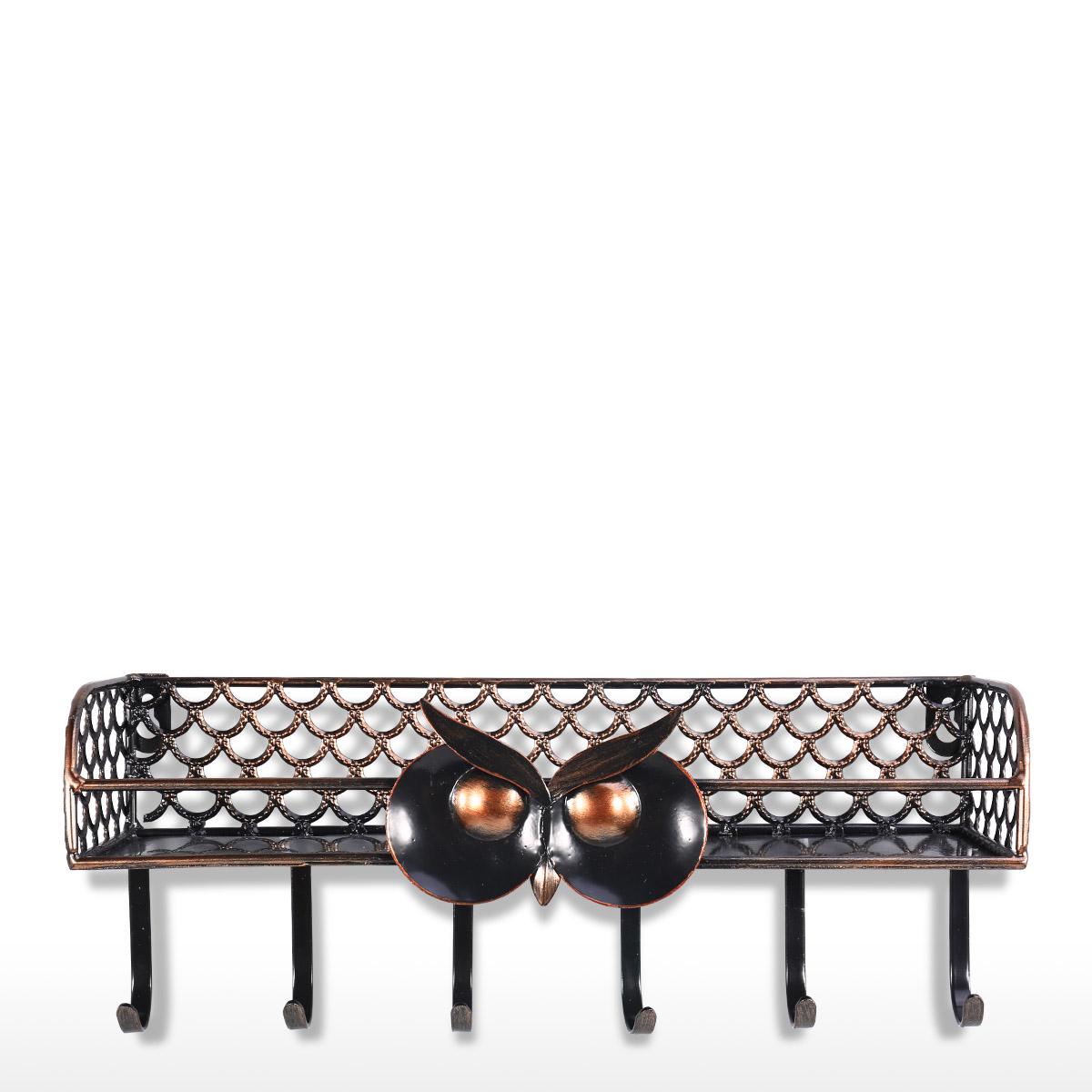 

Многофункциональная настенная полка для специй в виде совы с крючками, железная полка для специй, экономящая место для хранения