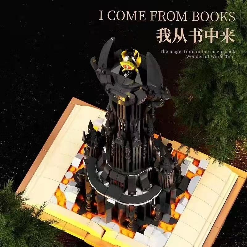 966Pcs Black Tower Magic Book Building Blocks Dark Magic Castle Model Assembly Bricks Set Diy Toys Gifts For Kids
