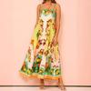 2025 European & American Women's Summer Sleeveless High-Waist Swing Dress with Sexy Suspender & Print Design