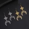 Witch Knot Moon Earrings Stainless Steel Black Birthstone Drop Earrings for Women Celtics Knot Lucky Irish Amulet Wiccan Jewelry