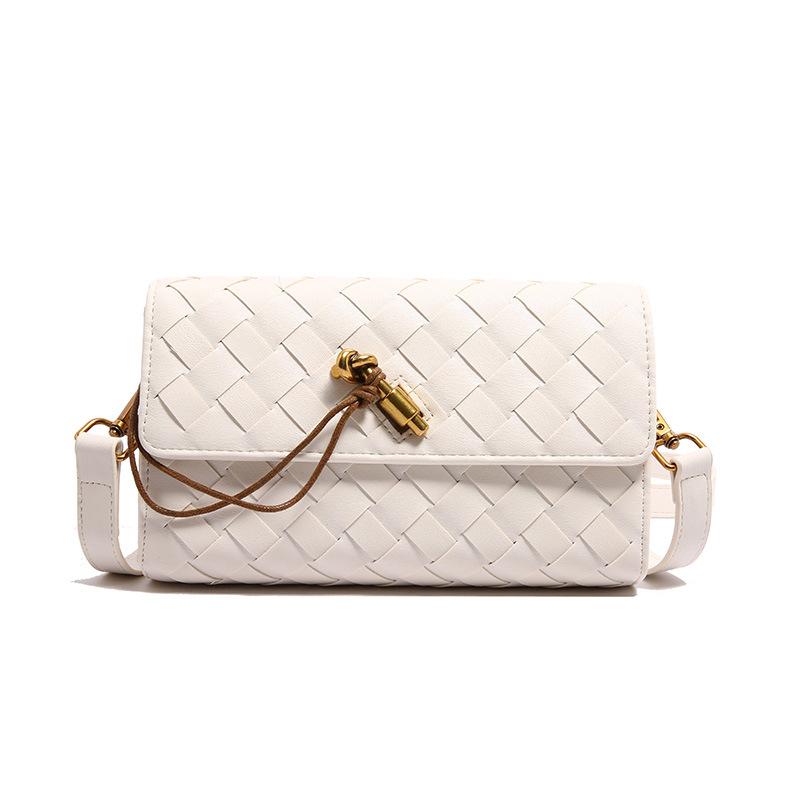 Hand-woven Lock Small Square Bag Fashion Woven Bag Simple Shoulder Messenger Women's Bag
