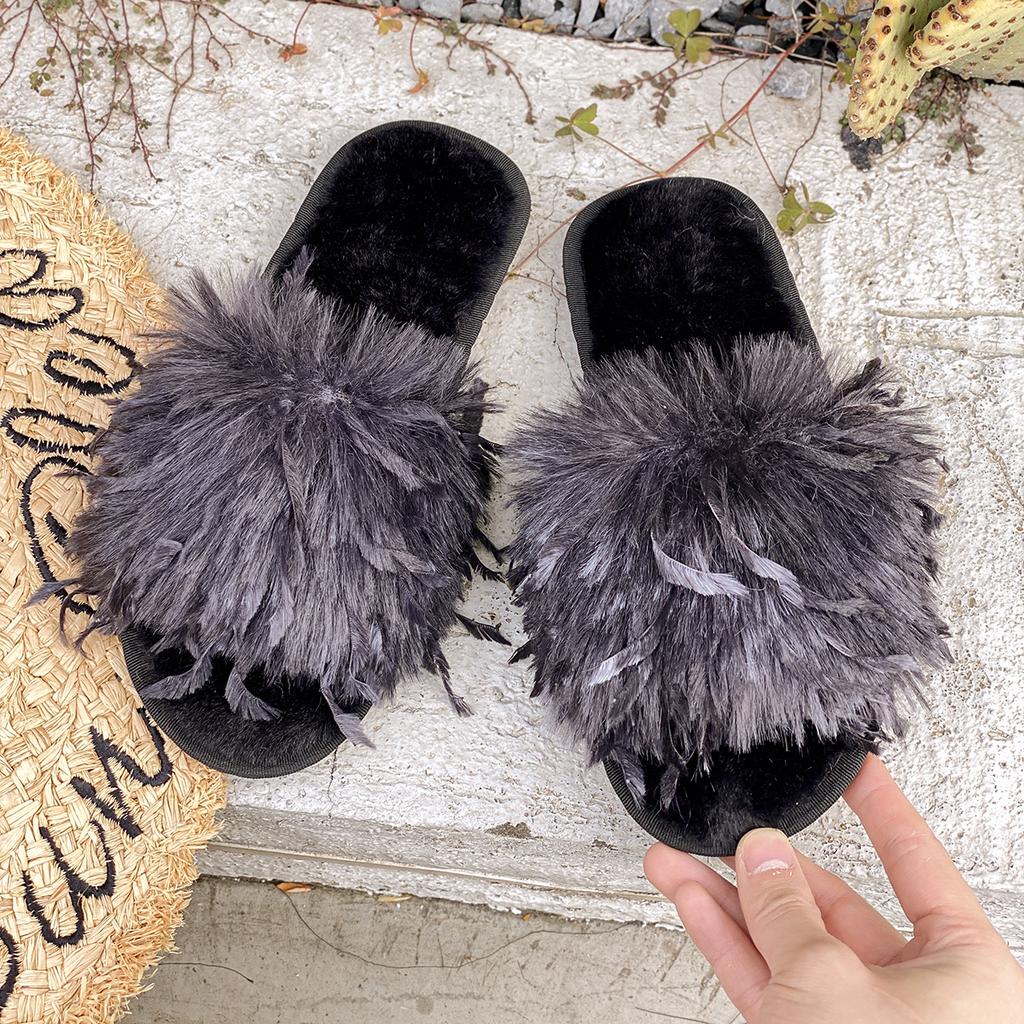 Fashion Women Slippers Warm Slides Casual Flat Low Heels Shoes for Women Solid Fur Short Plush Women Shoes Plus Size