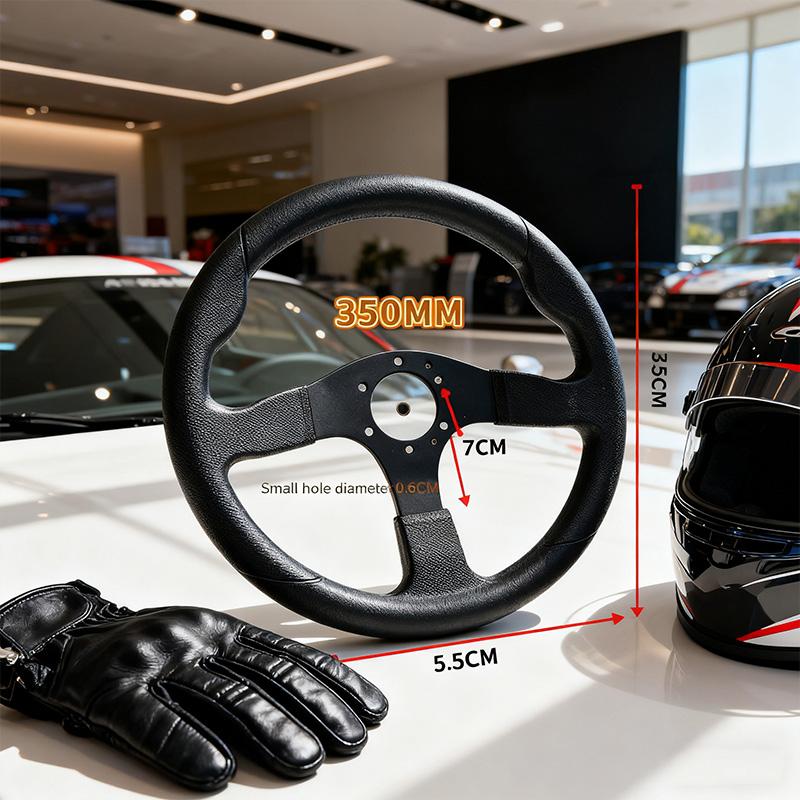 350MM 6-Hole Universal Steering Wheel For Go-Kart Modified Car Adult Racing Car Dune Buggy PU Material Available In Black One