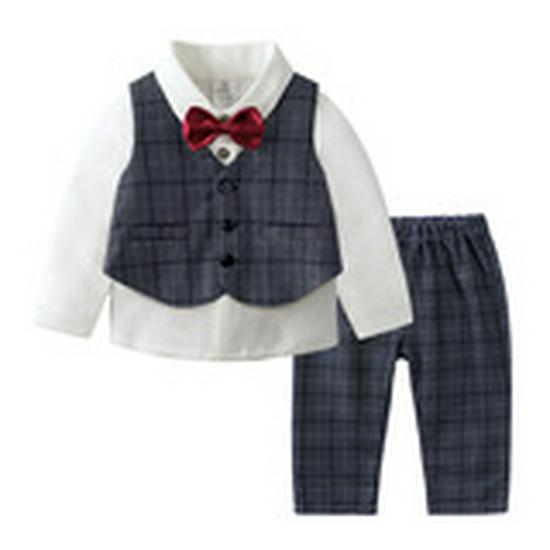 Eaby Style Boys' Spring & Autumn Birthday Gentleman Outfit: Three-Piece Set