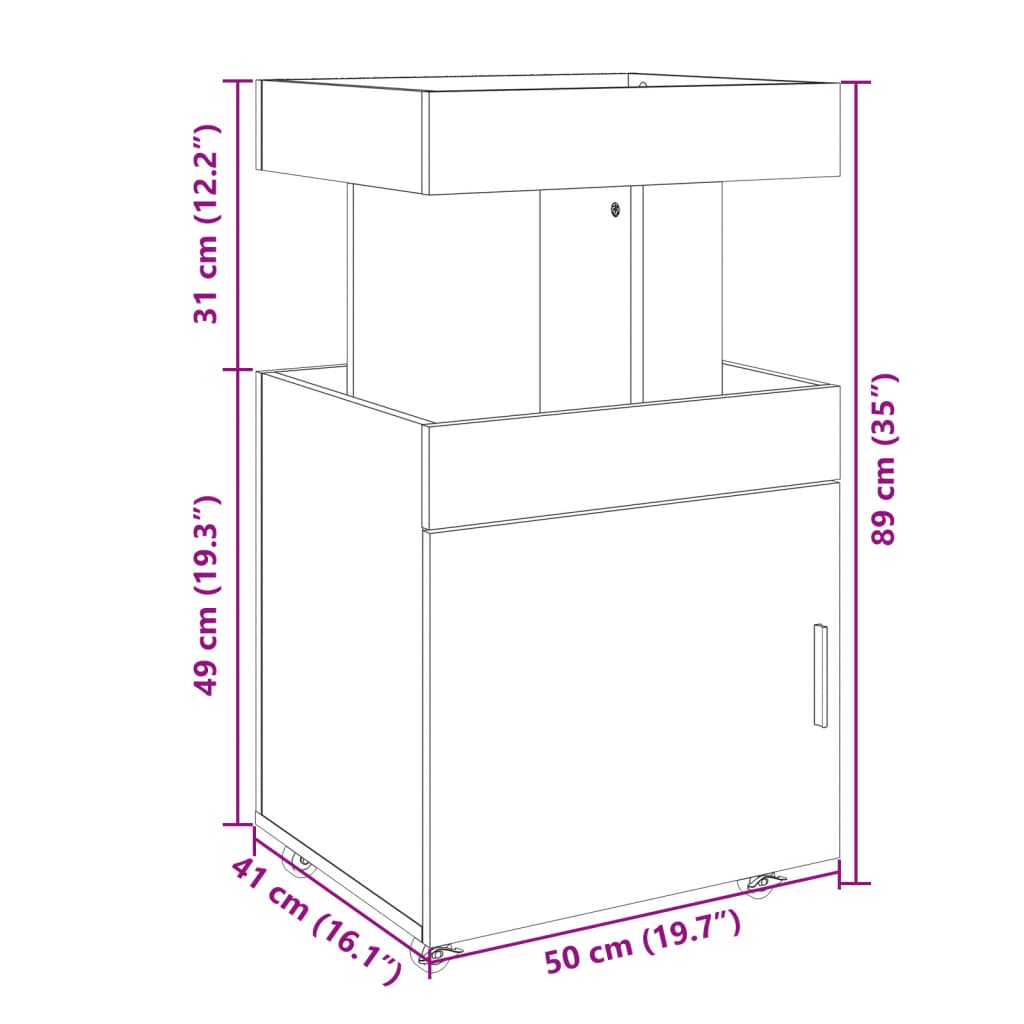 Bar Cart White 50x41x89 Cm Engineered Wood
