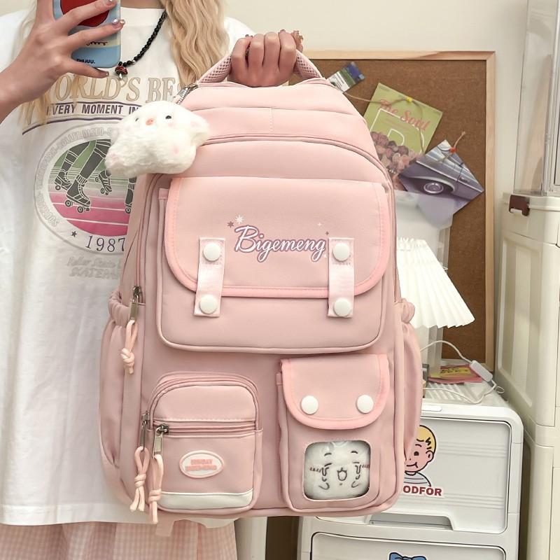 

College Style Schoolbag Male and Female College Students Korean Version Large Capacity Junior High School Students Travel Backpack Without pendant
