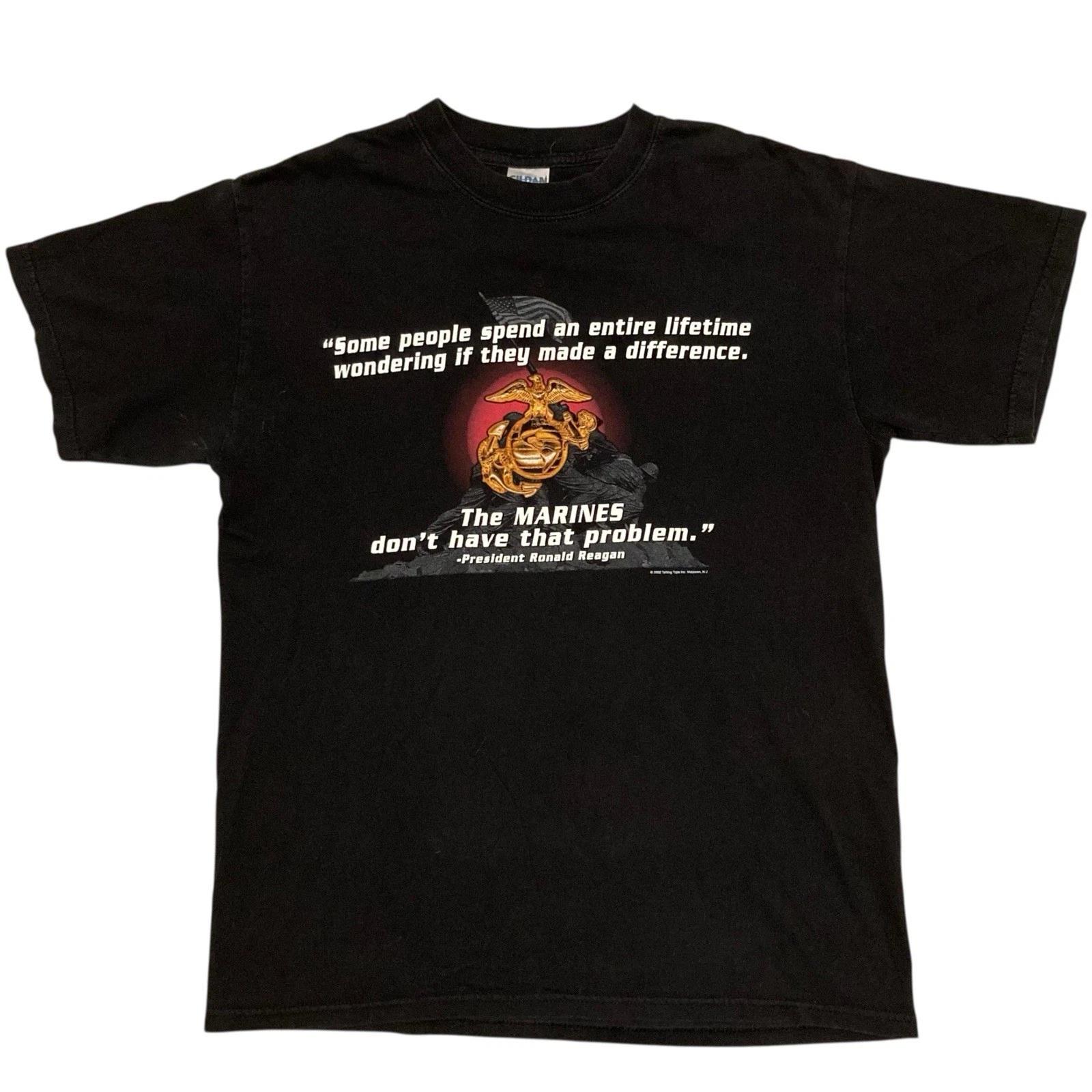 Vintage USMC US Marine Corps Ronald Reagan Quote T-shirt Medium Y2K Gildan 4XL