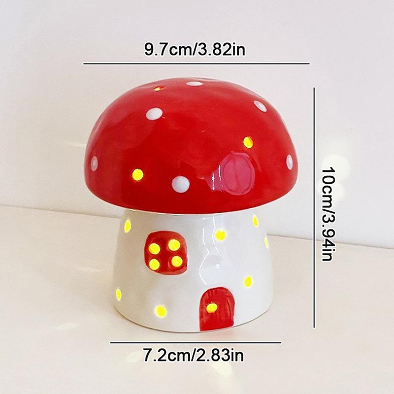 Lâmpada de Noite Criativa Pequena de Cogumelo Luz de Cabeceira Decoração de Casa Cerâmica Fofa Lâmpada de Noite de Cogumelo Presente de Aniversário