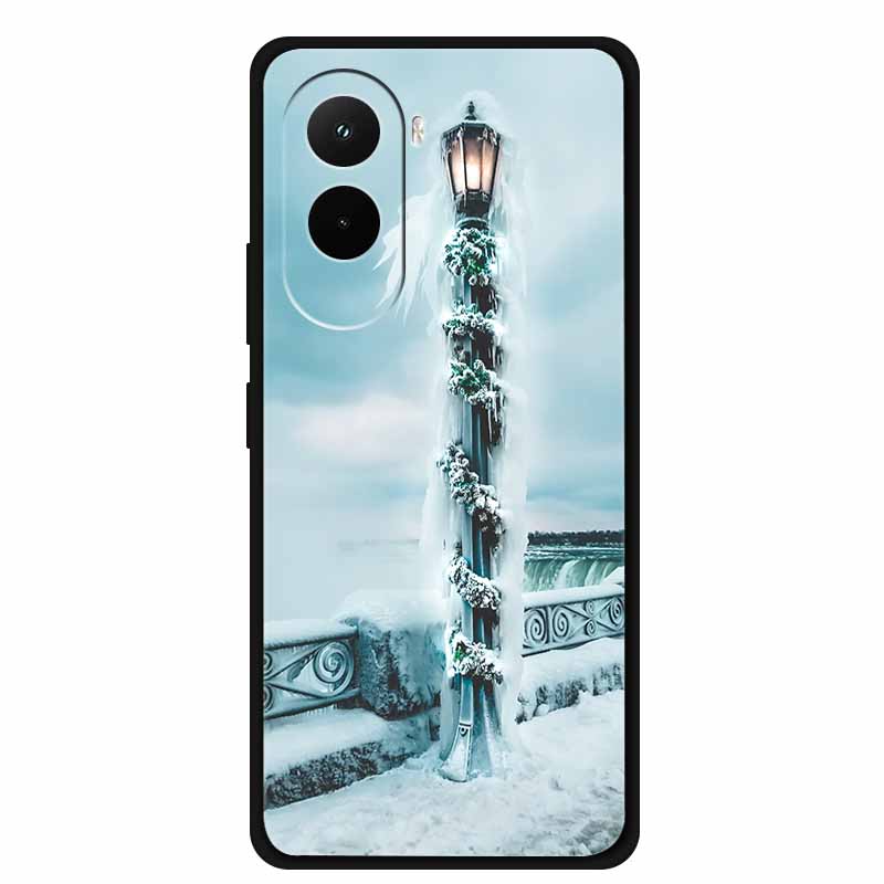 Christmas Phone Case For Poco M7 4G Case Christmas Tree Black Silicone Bumper For Xiaomi Poco M7 4G Cover PocoM7 Cartoon Coque