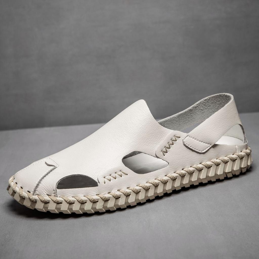 Echtes Leder Herrensandalen Sommer Herrenschuhe Jungen Oberbekleidung Gewickelte Sandalen Herren Strandschuhe