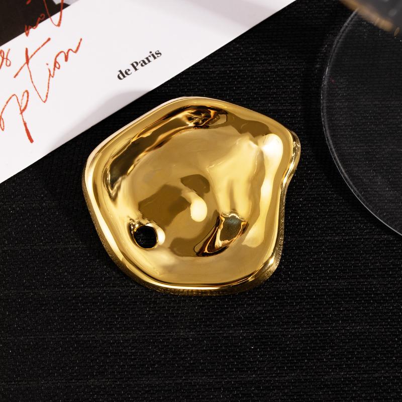 New Trendy Gold Silver Color Big Round Brooches For Women Minimalist Metal Irregular Folded Pin Brooch Jewelry Gift