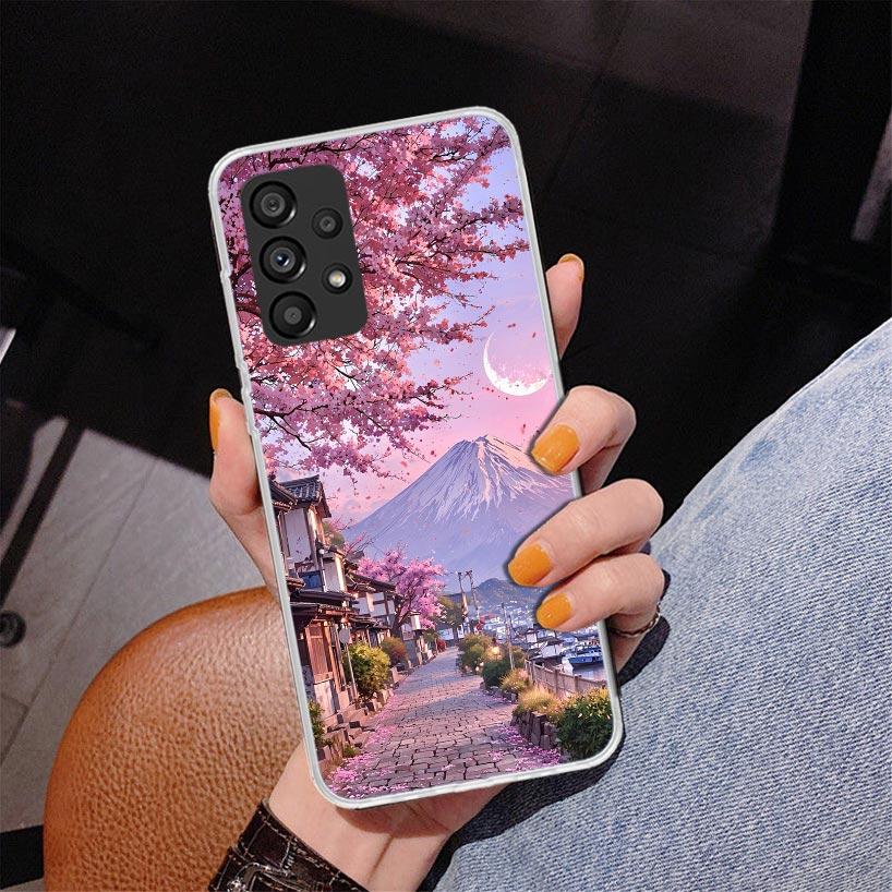 Japanische Kirschblüte Mount Fuji Handyhülle Für Samsung Galaxy A52 A32 A22 A12 A51 A31 A50S A30S A20S A10S Note 20 Ultra 10 Plus S10 A