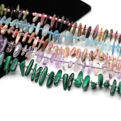 1 Strang, unregelmäßige Natursteinperlen, böhmische Turmalin-Aquamarin-Amethyst-Malachit-Edelsteinperlen für die Schmuckherstellung, DIY-Weihnachtsbasteln, 37 cm