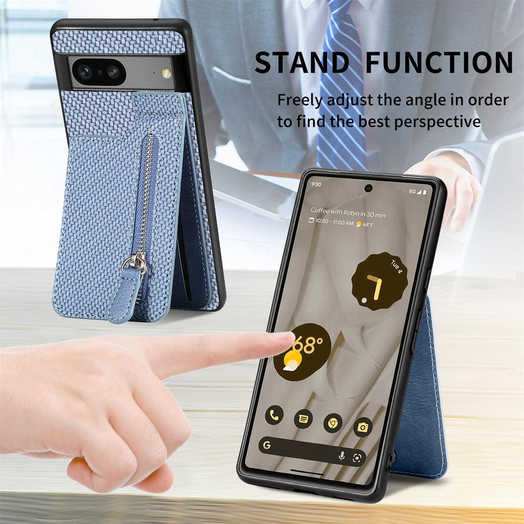 Car Holder Magnet Case for Google Pixel 8 7A Pixel 7 7 Pro Card Pocket Zipper Wallet Cover for Google Pixel 6A Pixel 6 6 Pro