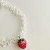 Fashion Cherry Strawberry Pendant Necklace Sweet Double Layer Pearl Clavicle Chain Choker Necklace Jewelry Neck Chain