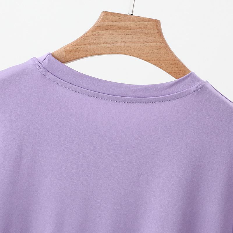 2025 Silk Summer Breathable Women's Slimming Five-Sleeve Round Neck T-Shirt