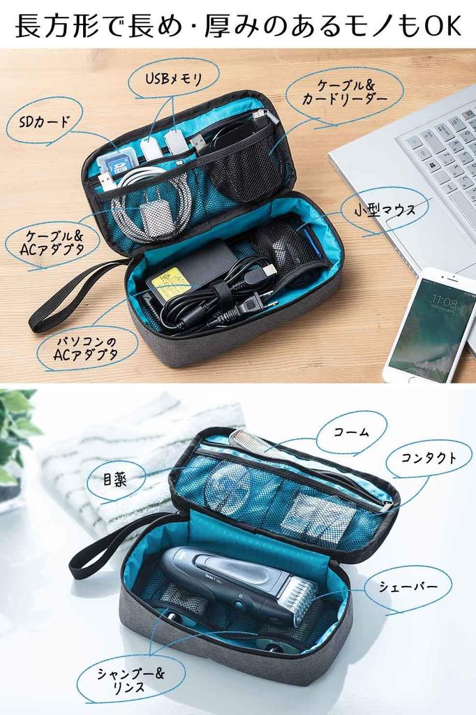 SANWA DIRECT Reise-Aufbewahrungstasche, Reise-/Business-Pouch, Schwarz, 200-BAGIN006BK