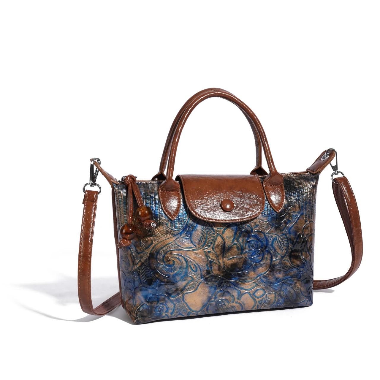 

Женская сумка-тоут из кожи с вощеным маслом и большой вместимостью через плечо