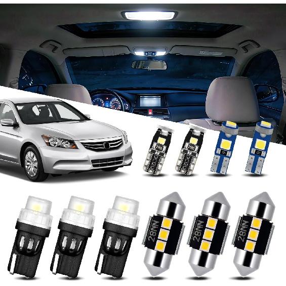 EASY EAGLE LED Interior Car Lights for Honda-Accord-2003-2012: 12 Piece Kit White LED Light Bulbs - Super Bright 6000K + Install Tool