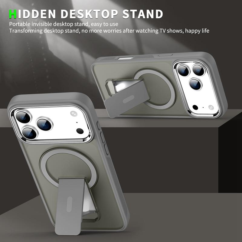 Luxury Magsafe Folding Stand Magnetic Phone Case For iPhone 17 16 13 14 11 12 15 Pro Max 16 Plus 17 Air Matte Bumper Back Cover