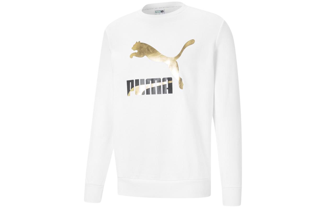 PUMA Sweatshirts Men s White Crew Neck Moderate Regular 531367-02 L
