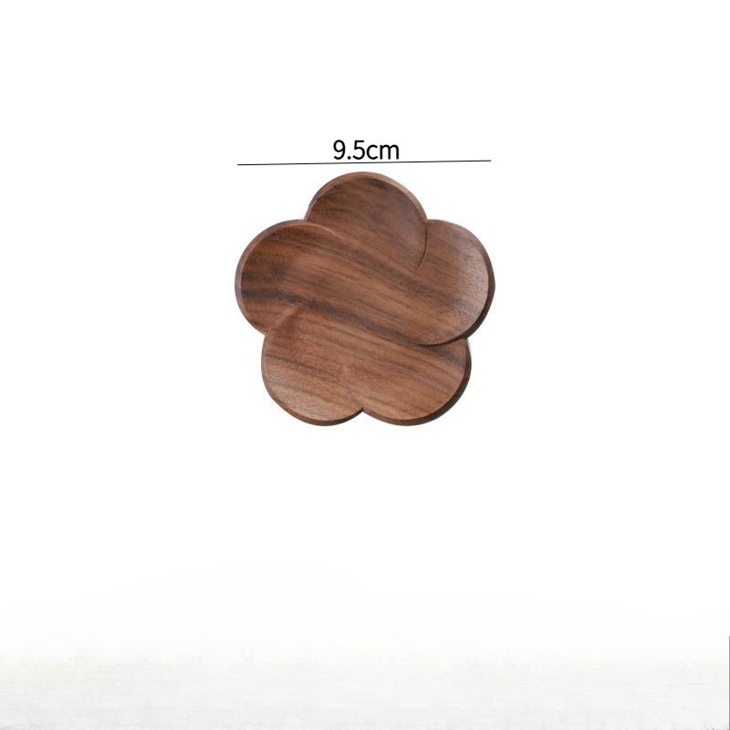 Black Walnut Coaster Hot and Cold Beverage Solid Wood Petal Shaped Beverage Pad Office Kitchen Dining Table Coaster