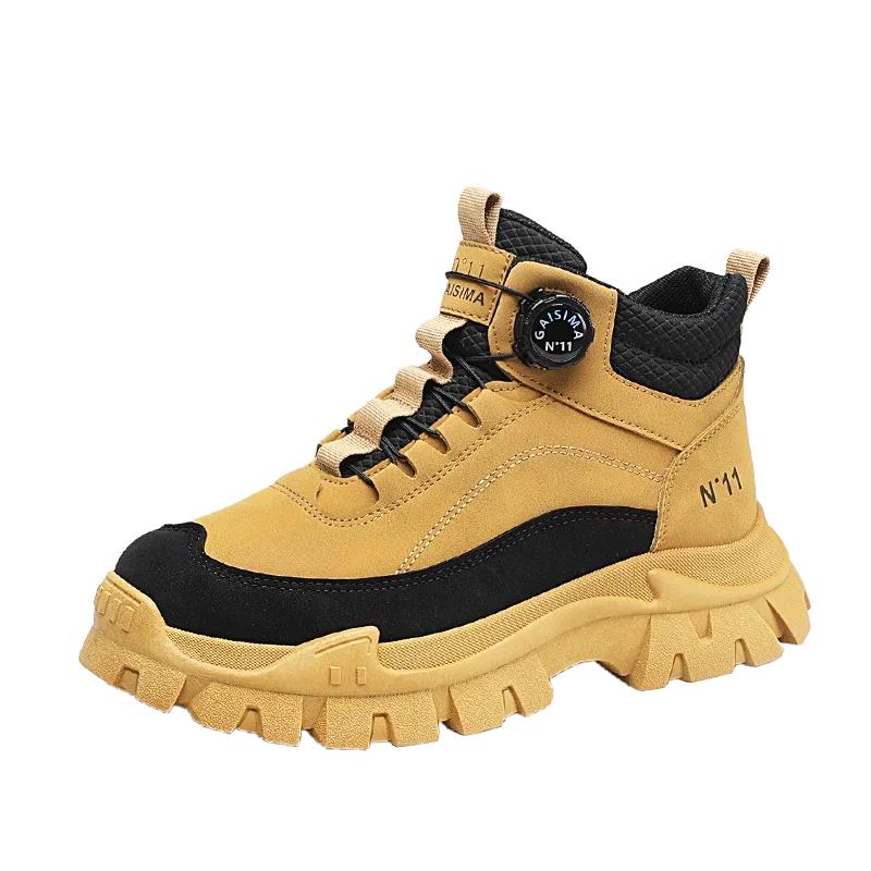 

Men s Short Boots 2026 Winter New Thick Soled Work Casual Shoes Waterproof Non-Slip Sneakers Male Tenis Shoes Outdoor Boots Men 39 жёлтый