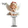 Decorative Figures for Car Angel Girl Spring Ornament, 2D Double Sided Acrylic Dashboard Bouncing Decorations Decor with Adhesive Base, Cute