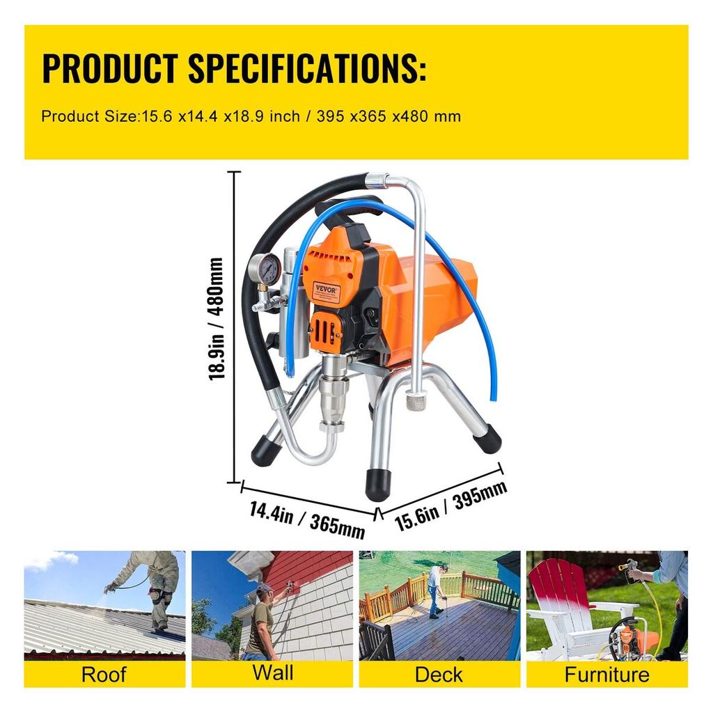 High Pressure Airless Wall Paint Spray Gun Sprayer Machine Spraying 2000w
