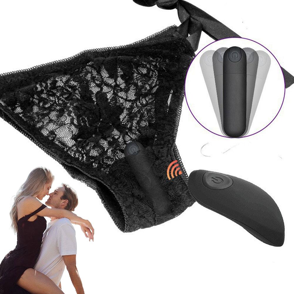 Women's Lace Vibrating Panties Wireless Remote Control Rechargeable Bullet Vibrator Strap-on Underwear Adult Sex Toy