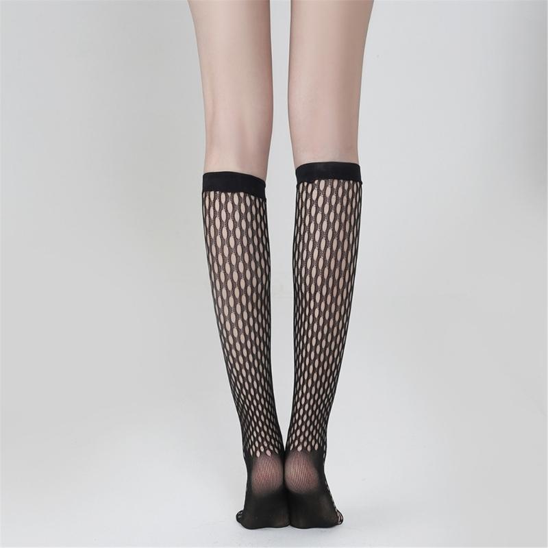 Women's Fishnet Knee Highs Stockings Hollowed Out Calf Socks Mesh Net Trouser Socks Cosplay Costumes Stockings Hosiery