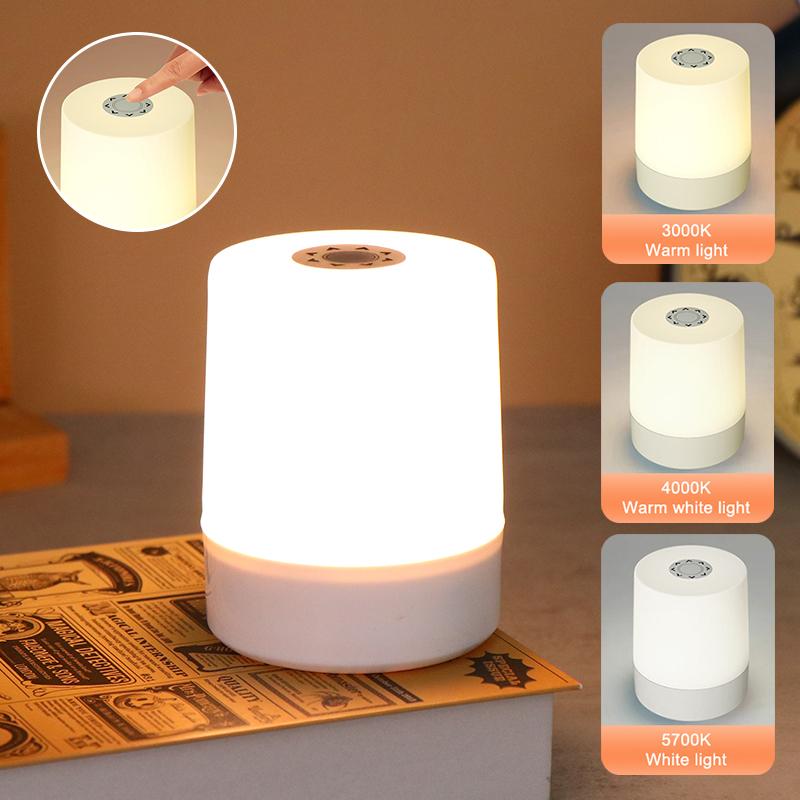 3 Farge Berøring Nattlampe USB-lading Nattlys Nattstemningslys Soverom Nattbordslampe Hjemmedekorasjon Barn Nattlampe