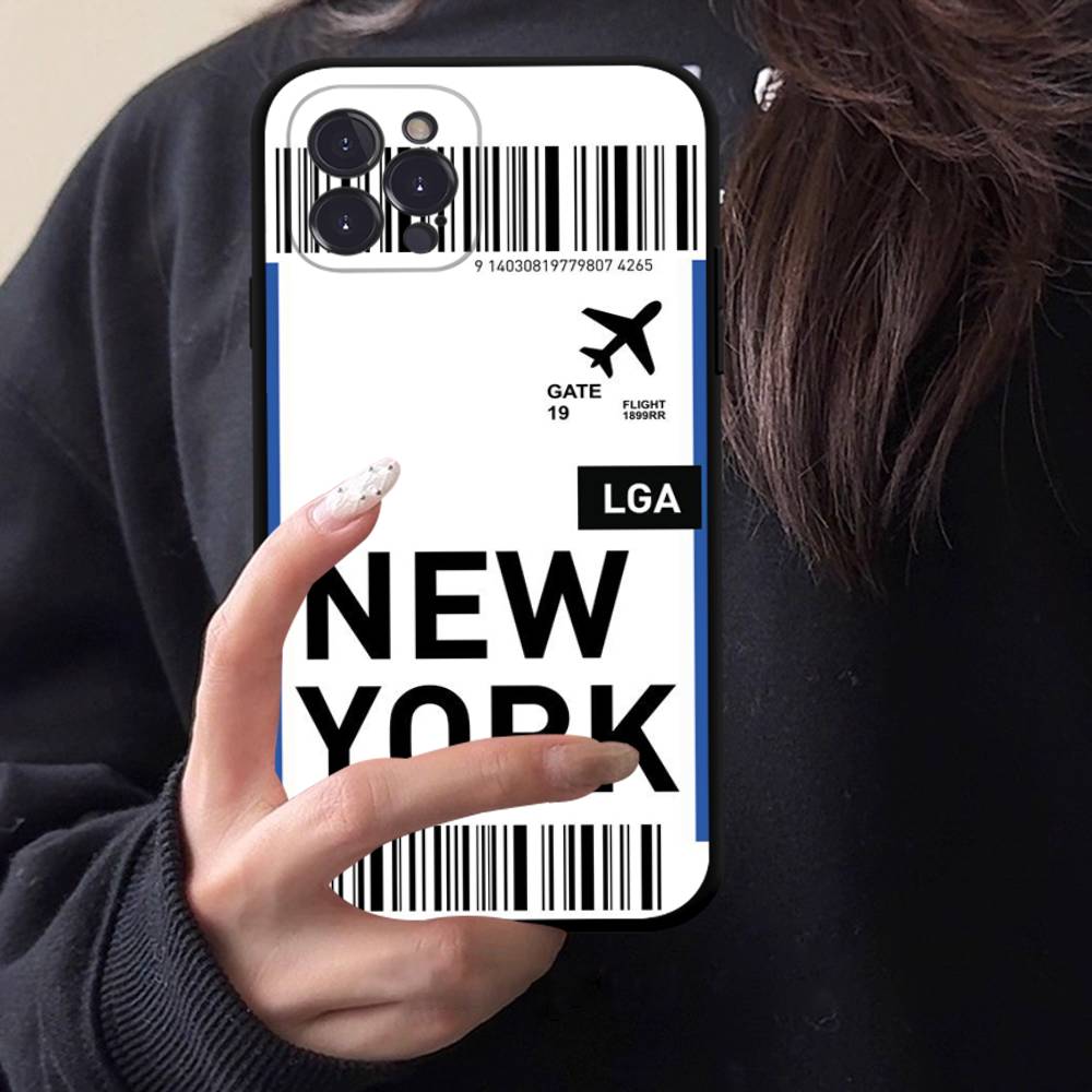 Funny World City Tourist Ticket Label Black Phone Case For Iphone 17 Air 16 15 14 13 12 11 Pro Max Plus Back Cover TPU Soft Case