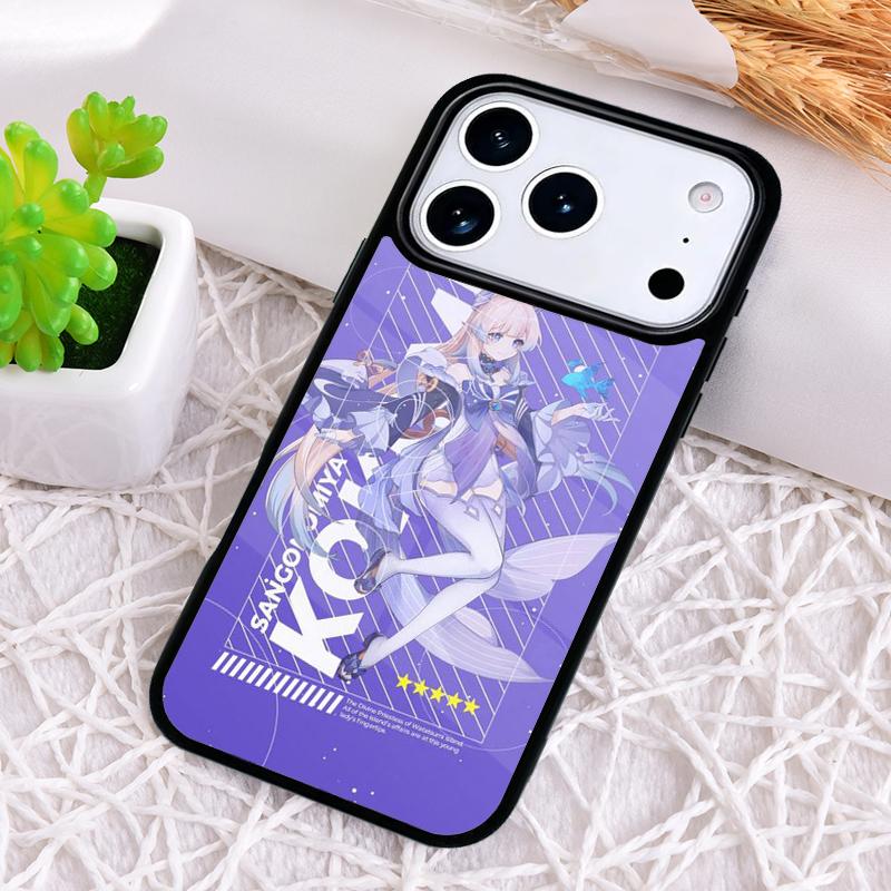 Modische Genshin Impact Sangonomiya Kokomi Handyhülle für iPhone 17 Air 16 15 11 12 14 13 Pro Max Stoßfeste Hülle