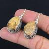 925 Sterling Silver Oval Natural Picture Jasper Ethnic Vintage Dangling Earrings