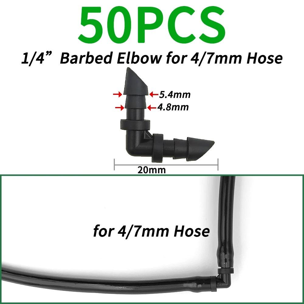 50 Stück Widerhakenverbinder, Bewässerungsarmaturen, Tropfbewässerungs-Widerhakenverbinder, 4/7 mm Schlauchverschraubungen für Blumentopf, Garten, Rasen