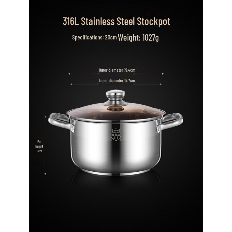 2025 Three-Layer 316 Stainless Steel Steamer & Soup Pot for Induction & Gas Stoves