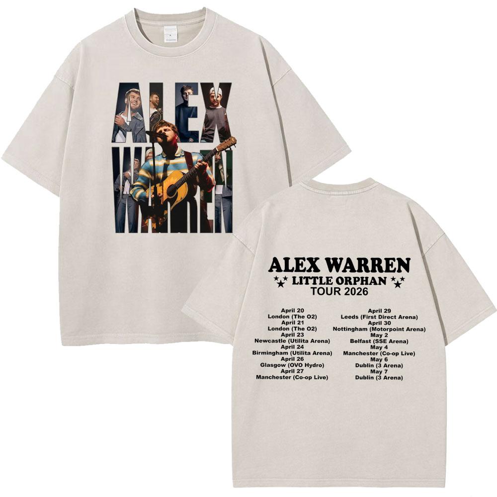 Singer Alex Warren 2026 Tour Print Tees Unisex Unisex Hiphop Tshirt Summer Cotton Loose Casual Vintage Washed Tshirts Streetwear
