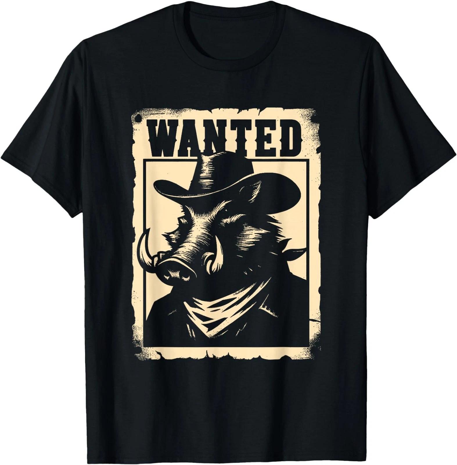 Wanted Warthog - Funny Wanted Cowboy Warthog Face T-Shirt 3XL
