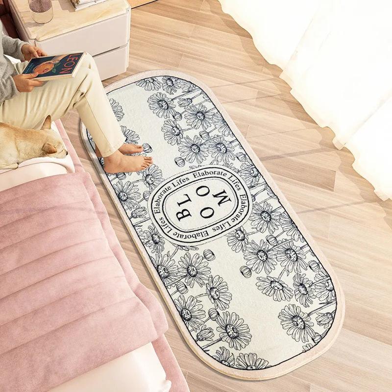 Modern Simple Imitation Cashmere Bedroom Bed Rug Oval Bed Front Mat Light Luxury Ins Style Carpet Nordic Living Room Rug