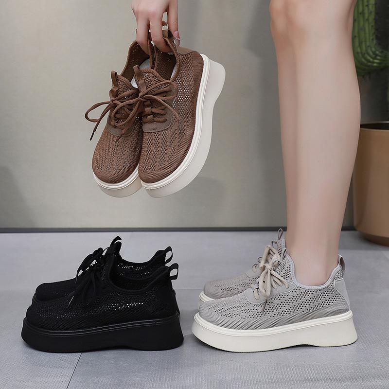 Fashion Fashion Platform Mesh Shoes Womens 2025 Summer New Breathable Comfortable Casual Shoes Platform Heightening Sneakers Women