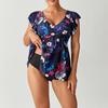 Women Conservative Split Skirted Tankini Two Piece Swimsuit Bathing Suit