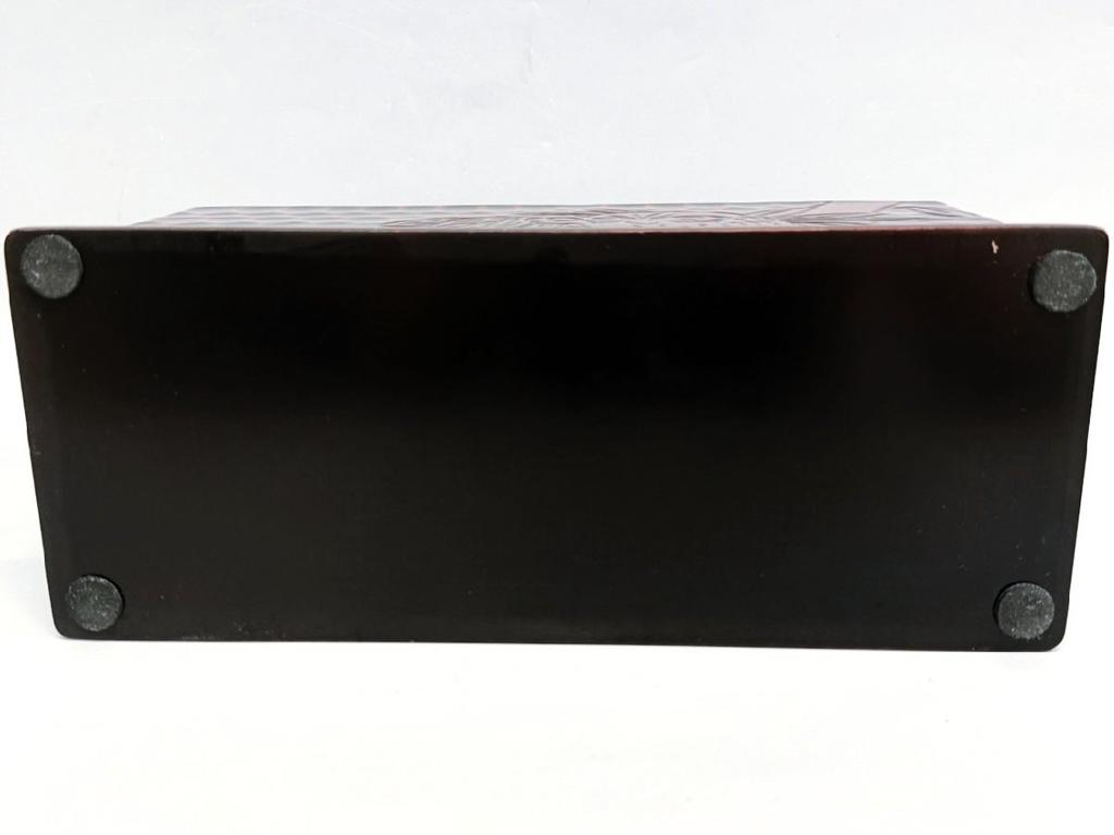 [USED]Kamakura-bori Owl-Themed Storage Box with Handle (Traditional Craft Lacquered Wood Carving)